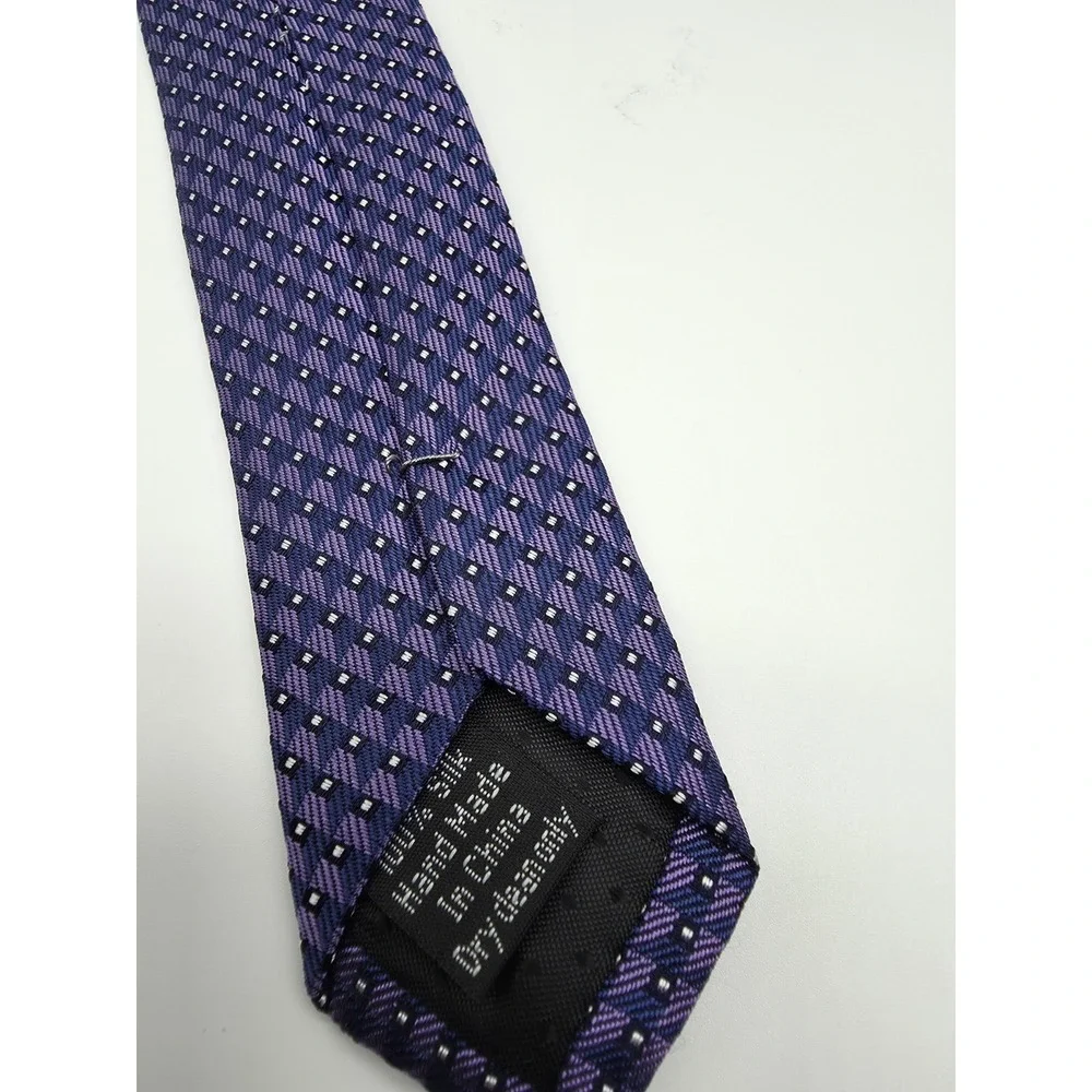 Pronto Uomo Platinum 100% Silk Purple Blue Geometric Men's Tie 58